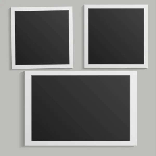 Black White Photo Frame Shadows Isolated White Background Vector Illustration — Stock Vector