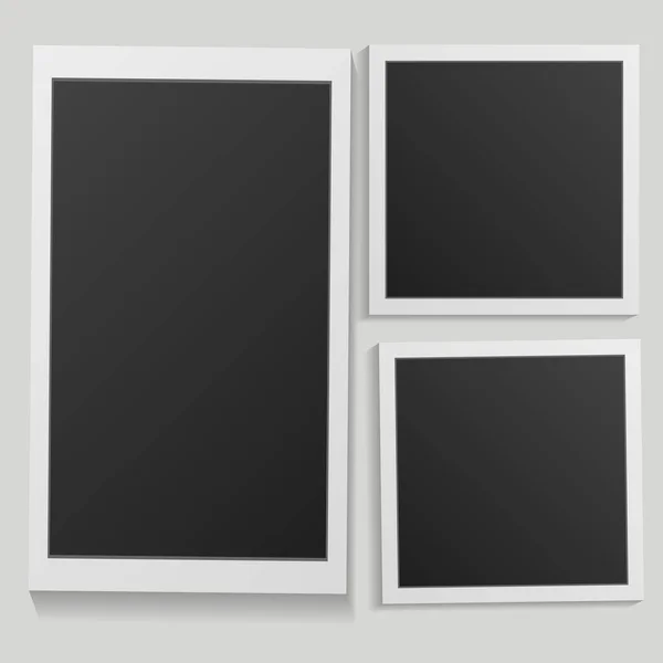 Marco Fotos Blanco Negro Con Sombras Aisladas Sobre Fondo Blanco — Vector de stock