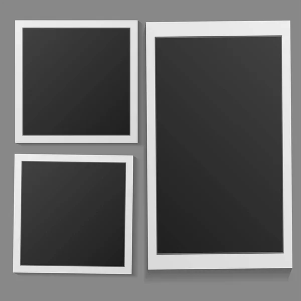 Black White Photo Frame Shadows Isolated White Background Vector Illustration — Stock Vector