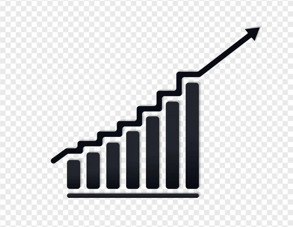 Símbolo Negocio Éxito Diagrama Vector Crecimiento Con Flecha Subiendo Icono — Archivo Imágenes Vectoriales