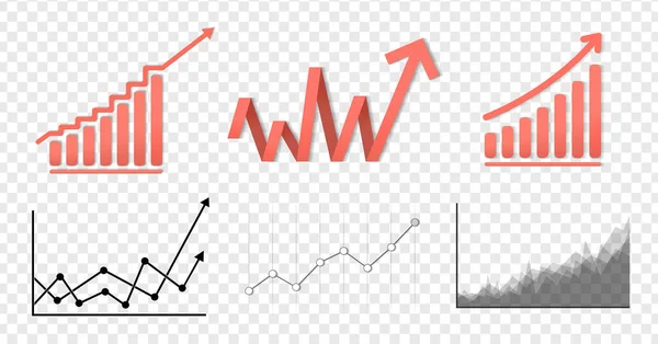 Diagrama Vector Crecimiento Con Flecha Pack Icono Vector Aislado Sobre — Archivo Imágenes Vectoriales