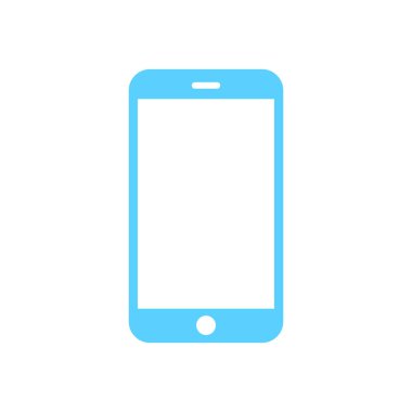 Boş ekran ile akıllı telefon modeli. Mavi vektör çerçevesiz akıllı telefon, beyaz arkaplanda izole cep telefonu
