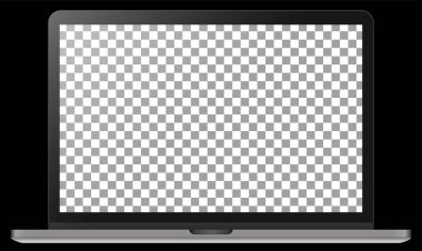 Siyah arka planda izole edilmiş gerçekçi gümüş metal bir defter. Dijital ekran modelleme şablonu. Vektör illüstrasyonu