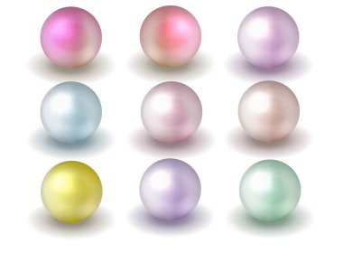 Doğayı, deniz incisini, küçük ve büyük beyaz incilerle donatın. Vektör illüstrasyonu