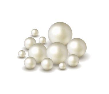 Doğayı, deniz incisini, küçük ve büyük beyaz incilerle donatın. Vektör illüstrasyonu