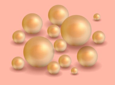 Doğayı, deniz incisini, küçük ve büyük beyaz incilerle donatın. Vektör illüstrasyonu