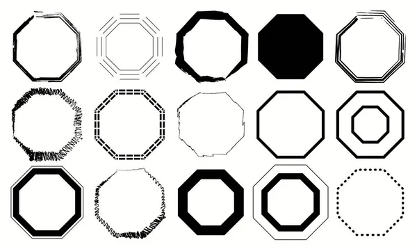 Octagon Pack Blanco Negro Ilustración Vectorial — Archivo Imágenes Vectoriales