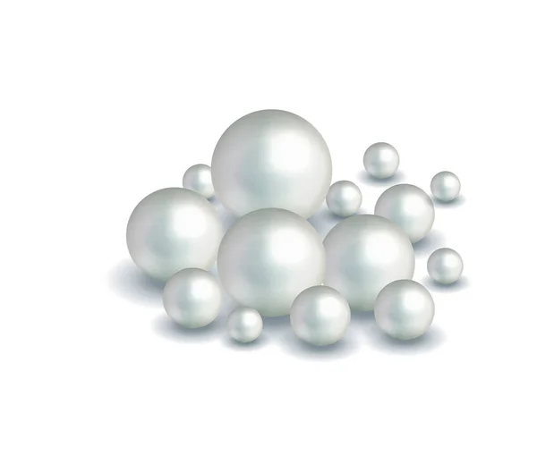 Sbal Přírodu Mořskou Perlu Pozadí Malými Velkými Bílými Perlami Vektorová — Stockový vektor