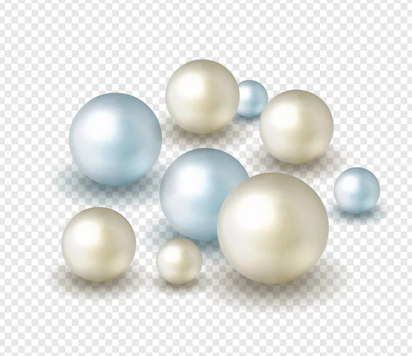 Pack Naturaleza Fondo Perlas Marinas Con Pequeñas Grandes Perlas Blancas — Archivo Imágenes Vectoriales