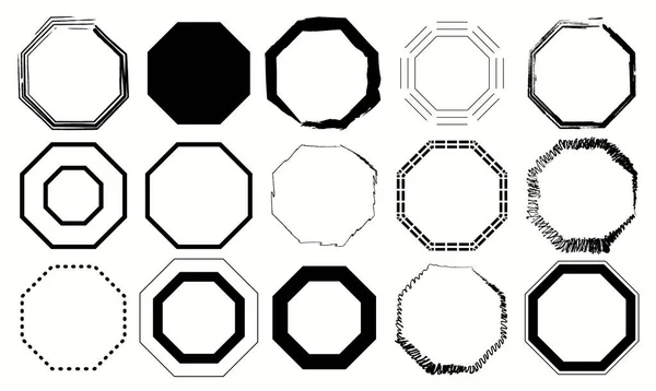 Schwarz Weiß Octagon Pack Vektorillustration lizenzfreie Stockvektoren