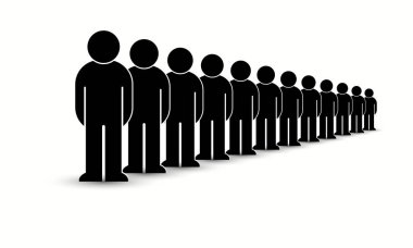 Düz stil insanlar, aile, çift, beyazlar üzerinde izole edilmiş kalabalık ikonları. Siyah bilgi grafikleri takım çalışması, liderlik, kişilik, devrim, seçim, dönüş, yönetim, yönetim kavramı. Vektör