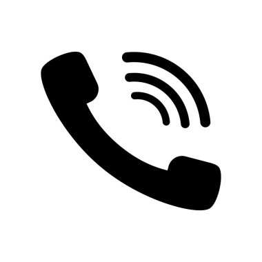 Beyaz arkaplanda siyah telefon ikonu vektörü. Vektör illüstrasyonu