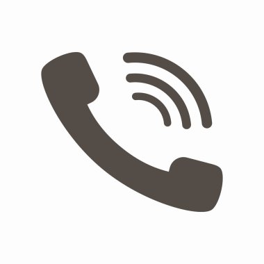 Beyaz arka planda gri telefon ikonu vektörü. Vektör illüstrasyonu