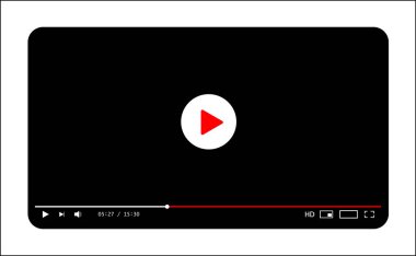 Klasik video oynatıcı şablonu. Vektör illüstrasyonu