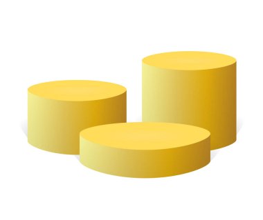 Gerçekçi altın podyum, beyaz arka planda izole edilmiş dikiliş ya da kaide. Vektör illüstrasyonu