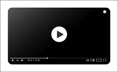 Klasik video oynatıcı şablonu. Vektör illüstrasyonu