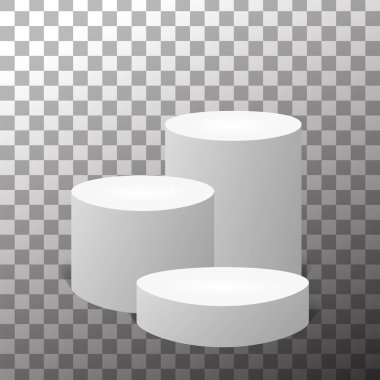 Gerçekçi gümüş podyum, ayakta ya da kaide. Vektör illüstrasyonu