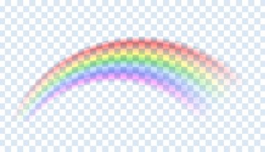 Gökkuşağı izole. Soyut vektör görüntüsü. İyi şans ve doğru yolun sembolü. Renkli hava elementi. Yay üzerinde tayf gradyanı. Güzel manzaraları kaplamak için vektör gökkuşağı.