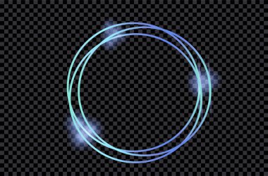 Şeffaf arkaplanda gölgeler olan parlak, mavi bir vintage çerçeve. Mavi lüks gerçekçi daire sınırı. Vektör