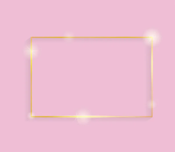 Arany Fényes Ragyogó Vintage Keret Árnyékok Elszigetelt Rózsaszín Háttérrel Arany — Stock Vector