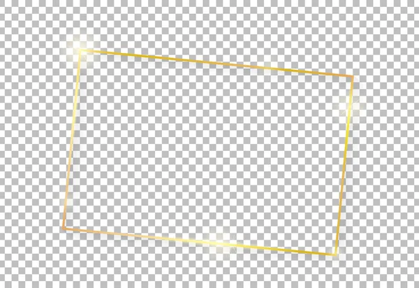 Goldglänzender Vintage Rahmen Mit Schatten Auf Transparentem Hintergrund Goldener Luxuriöser — Stockvektor