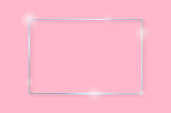 Blue Shiny Glowing Vintage Frame Shadows Isolated Pink Background Blue — Stock Vector