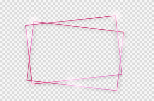 透明な背景に影が隔離されたピンクの光沢のあるヴィンテージフレーム ピンクの高級現実的な長方形の境界線 ベクトル — ストックベクタ