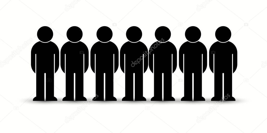 Pack of flat style people, family, couple, crowd icons isolated on white. Black infographics teamwork, leadership, personality, revolution, election, turn, administration, management concept. Vector