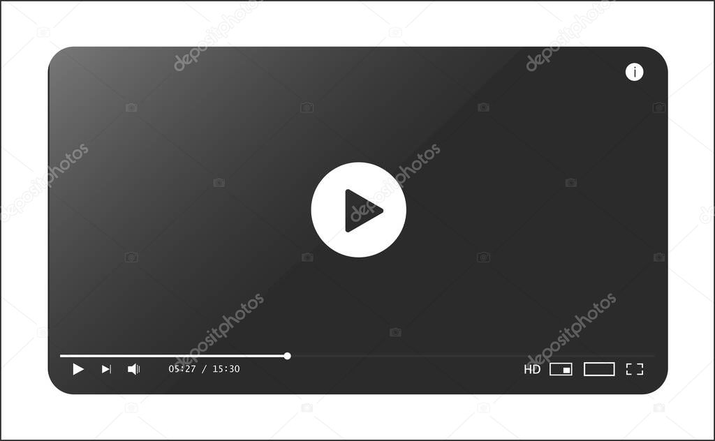 Classic video player template. Vector illustration