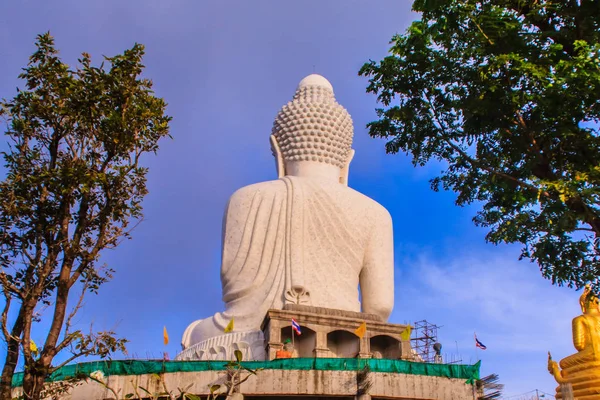 Incroyable Statue Bouddha Marbre Blanc Massif Célèbre Attraction Touristique Sommet — Photo