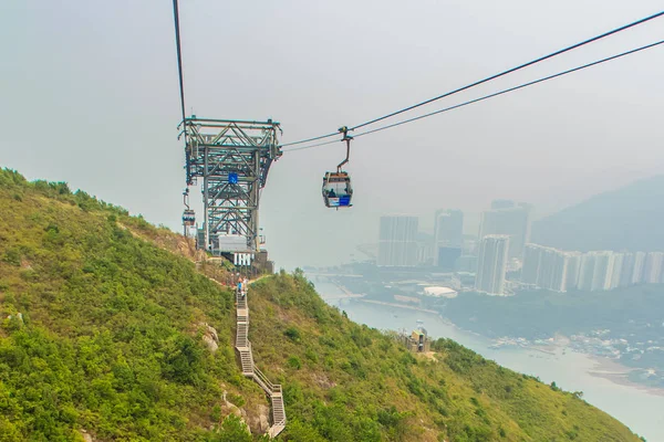 Ilha Lantau Hong Kong Novembro 2014 Bela Vista Dos Teleféricos — Fotografia de Stock