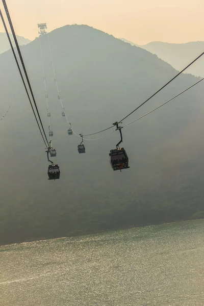 Ilha Lantau Hong Kong Novembro 2014 Bela Vista Dos Teleféricos — Fotografia de Stock