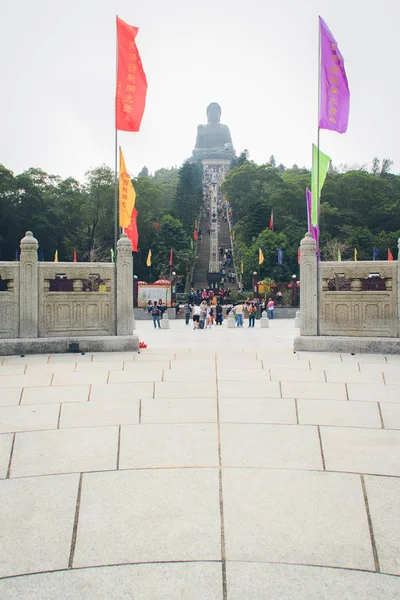 Wyspa Lantau Hongkong Hongkong Listopad 2014 Turysta Odwiedził Statua Giant — Zdjęcie stockowe