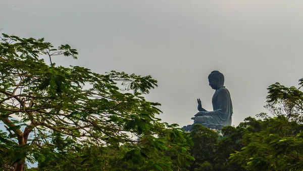 Tele Zoom Ansicht Der Riesigen Tian Tan Buddha Statue Auf — Stockfoto
