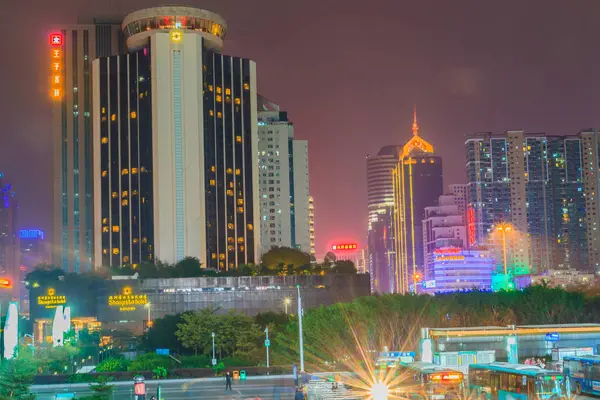 Luohu Shenzhen China November 2014 Schöne Shenzhen Nachtlandschaft Blick Auf — Stockfoto