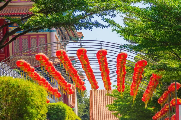 Wunderschönes Muster Chinesischer Roter Laternen Verziert Wat Leng Noei Nonthaburi — Stockfoto