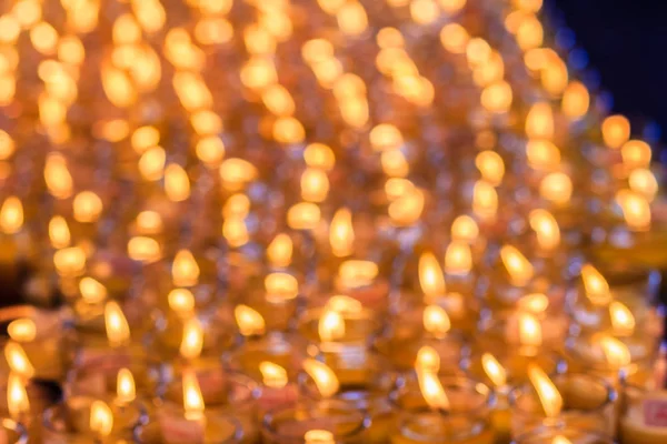 Beautiful Blurred Orange Bokeh Light Many Candles Focus Bokeh Candle — Stock Photo, Image