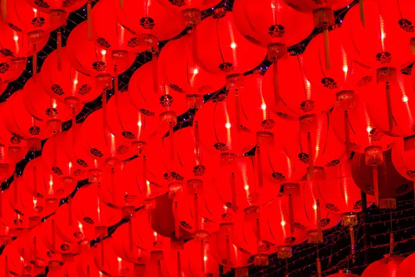 Schöne Rote Chinesische Laterne Der Nacht Während Des Neujahrsfestes Mit — Stockfoto