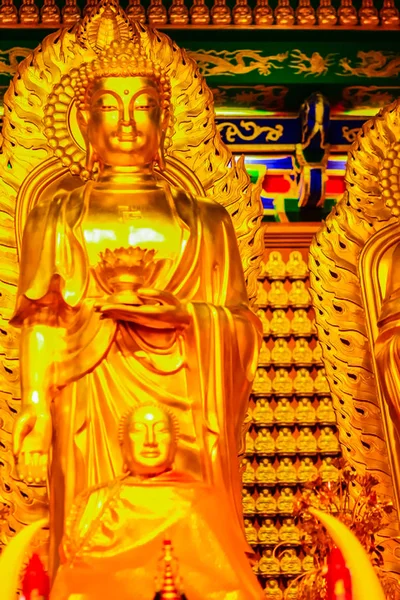 Hermosas Estatuas Bodhisattva Oro Templo Chino Tailandia — Foto de Stock