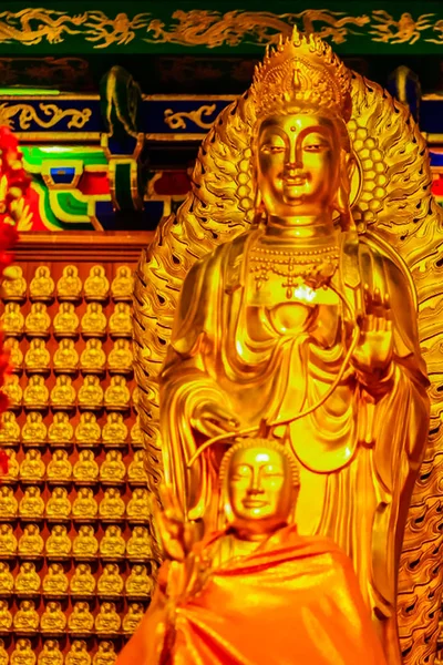 Krásný Zlatý Bódhisattva Sochy Čínských Chrám Thajsko — Stock fotografie