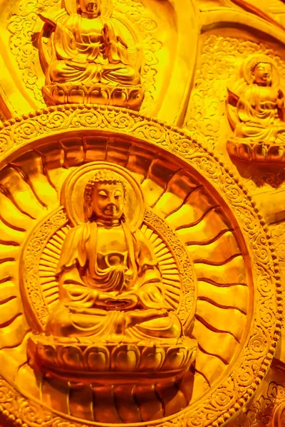 Beautiful Rows Golden Buddha Statues Buddha Series Walat Wat Leng — Stock Photo, Image