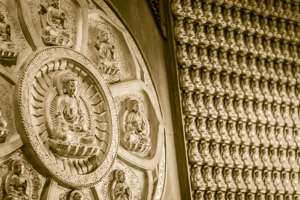 Güzel Satırları Altın Buda Heykelleri Nonthaburi Tayland Walat Wat Leng — Stok fotoğraf