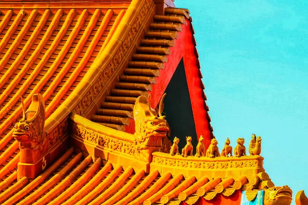 Beautiful Chinese Temple Roof Details Colorful Architectural Work Wat Leng — Stock Photo, Image