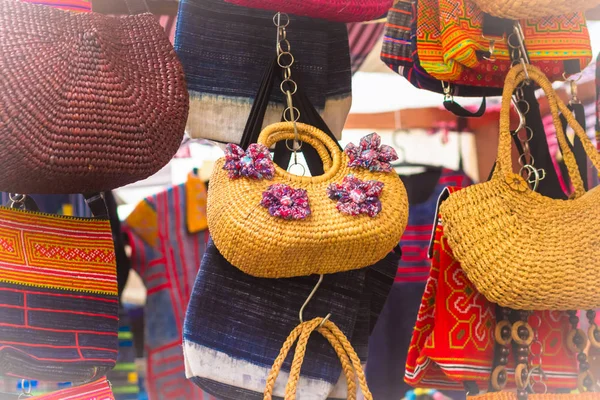 Hermoso Bolso Mano Señora Jacinto Agua Seca Tejida Para Venta —  Fotos de Stock