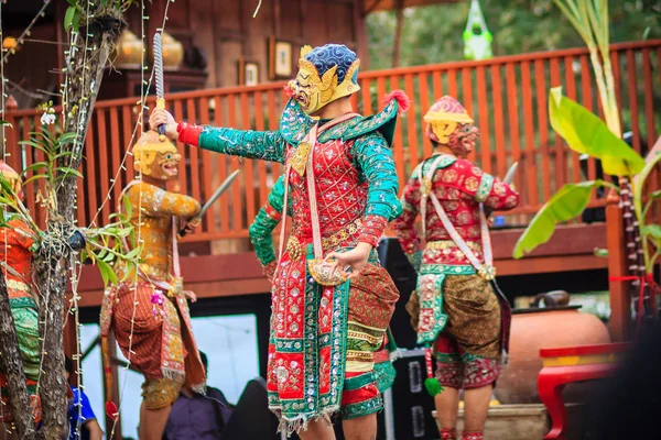 Khon Danza Tradicional Thai Clásico Enmascarado Cultura Artística Tailandia Bailando —  Fotos de Stock