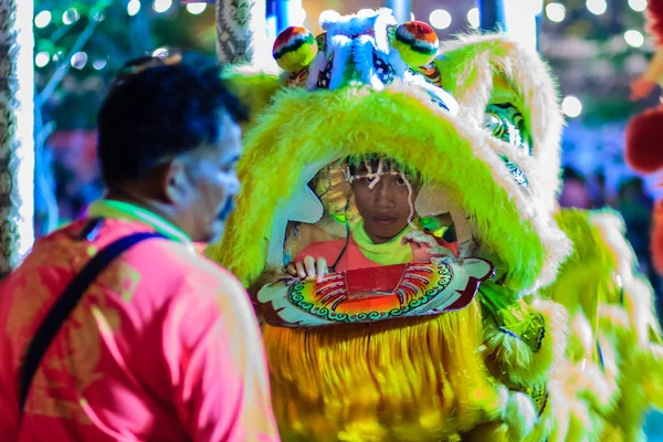 Bangkok Tailandia Enero 2017 Equipo Danza Del León Identificado Está —  Fotos de Stock