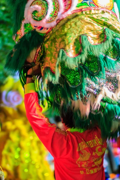 Bangkok Thailand Januari 2017 Oidentifierade Lion Dance Team Värmer Upp — Stockfoto