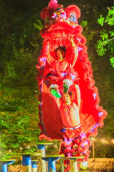 Bangkok Tailandia Enero 2017 Equipo Danza Del León Identificado Impresionante —  Fotos de Stock