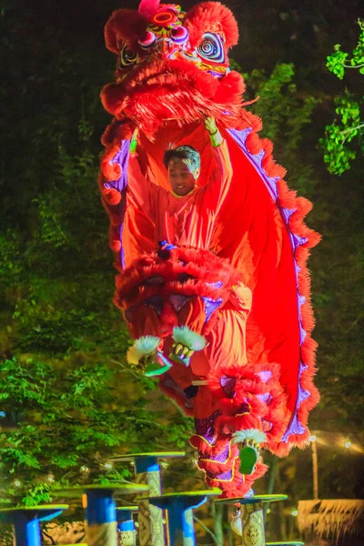 Bangkok Tailandia Enero 2017 Equipo Danza Del León Identificado Impresionante —  Fotos de Stock