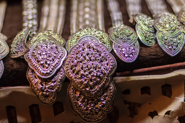 Szép Ősi Thai Valódi Ezüst Ékszer Retro Vésett Ezüst Gyönyörű — Stock Fotó